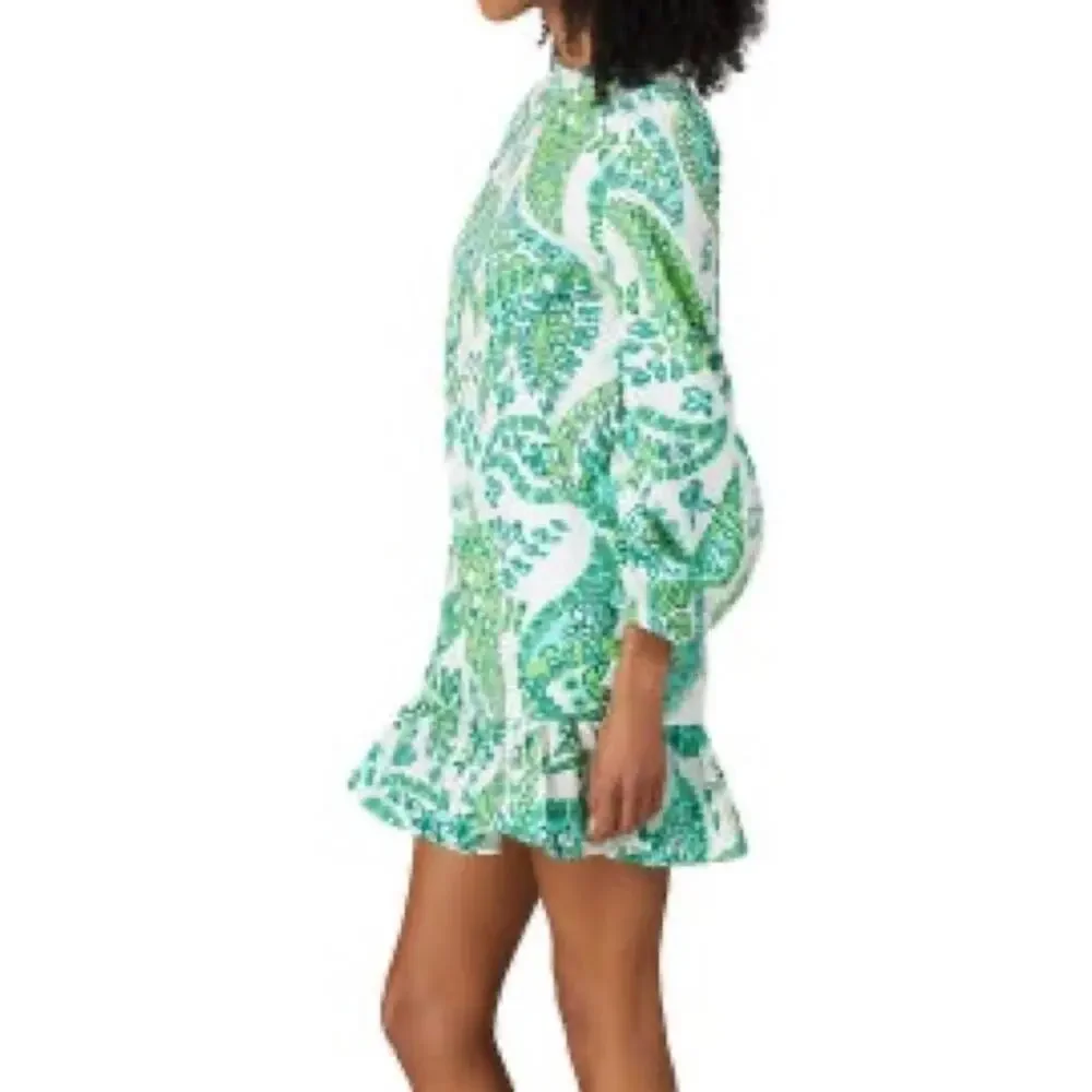 Staud Women’s Paisley Carolina Dress Green White Paisley Print Sz 2 - Picture 3 of 8